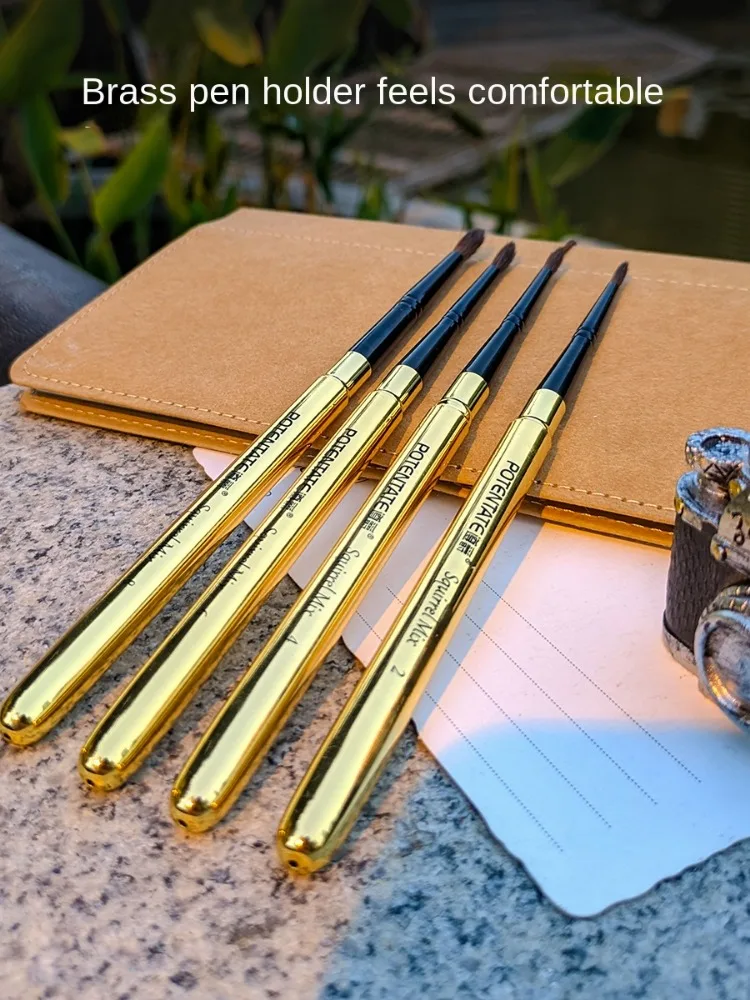 1Pc POTENTATE Brass Squirrel Hair Round Artist Paintbrushes Detachable Portable Travel Set for Watercolor,Gouache, Acrylic 3