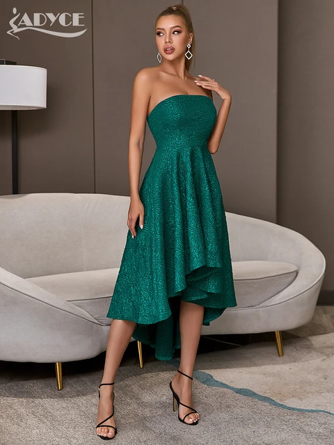 Adyce Elegant Women Fit and Flare Party Wear Dress 2022 Summer Strapless Green Sexy Sleeveless Evening Celebrity Midi Club Dress 4