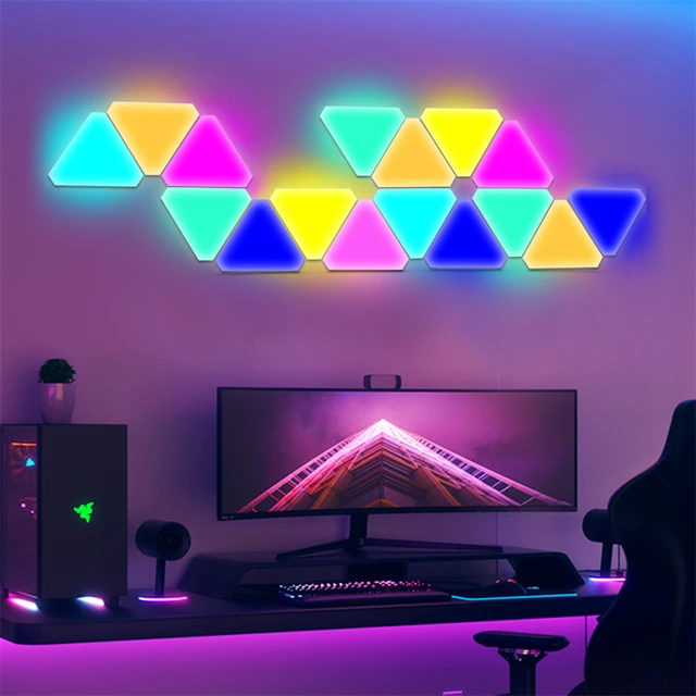 Veilleuse LED triangulaire RVB, Wi-Fi, Bluetooth, escales intérieures,  lampes murales pour jeu d'ordinateur, décoration de chambre à coucher,  veilleuse Quactus - AliExpress