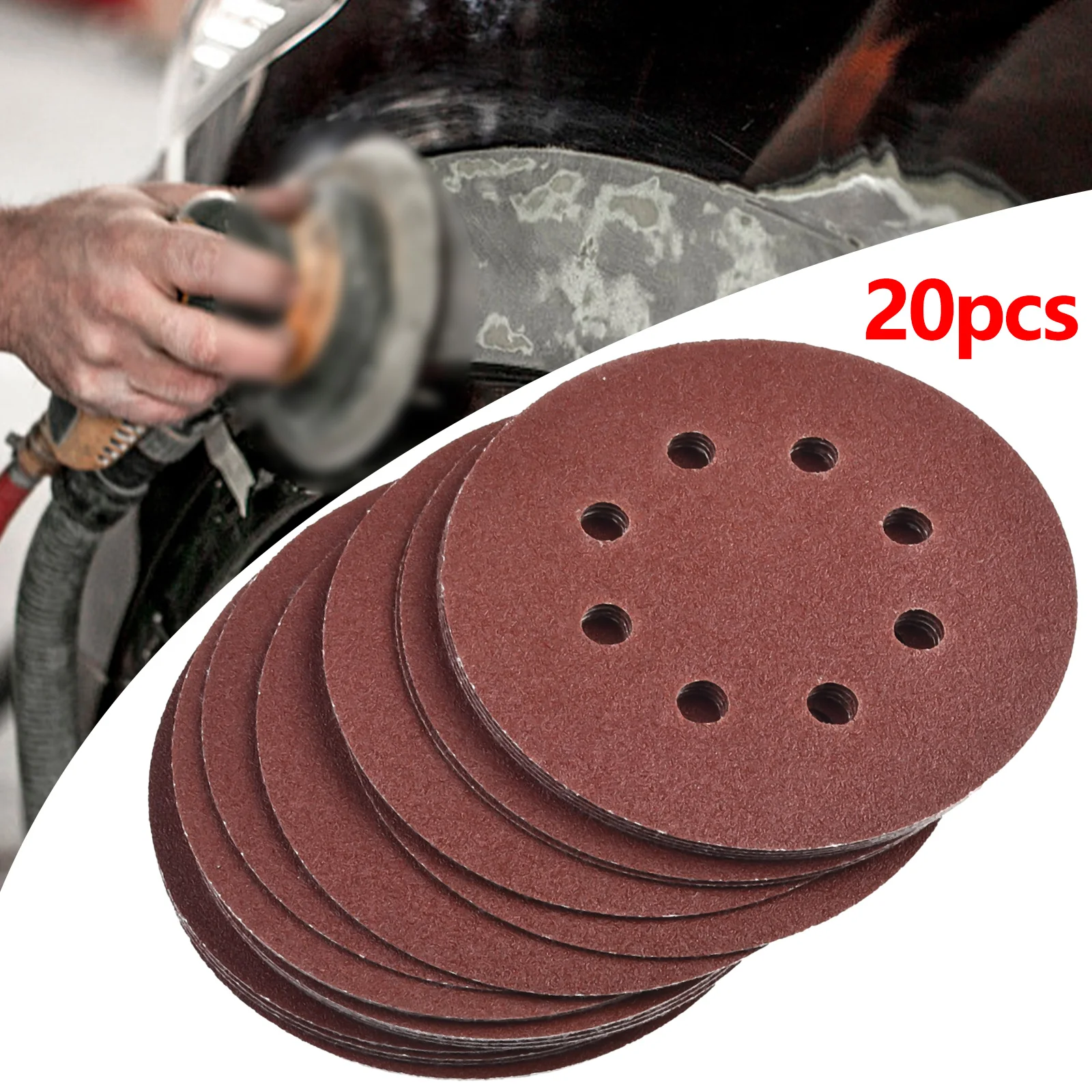 

20pcs Sandpaper 5 Inch 125mm Round 8 Hole Sanding Discs Grit 40-2000 Wood Metal From Coarse Sanding Abrasives Tools