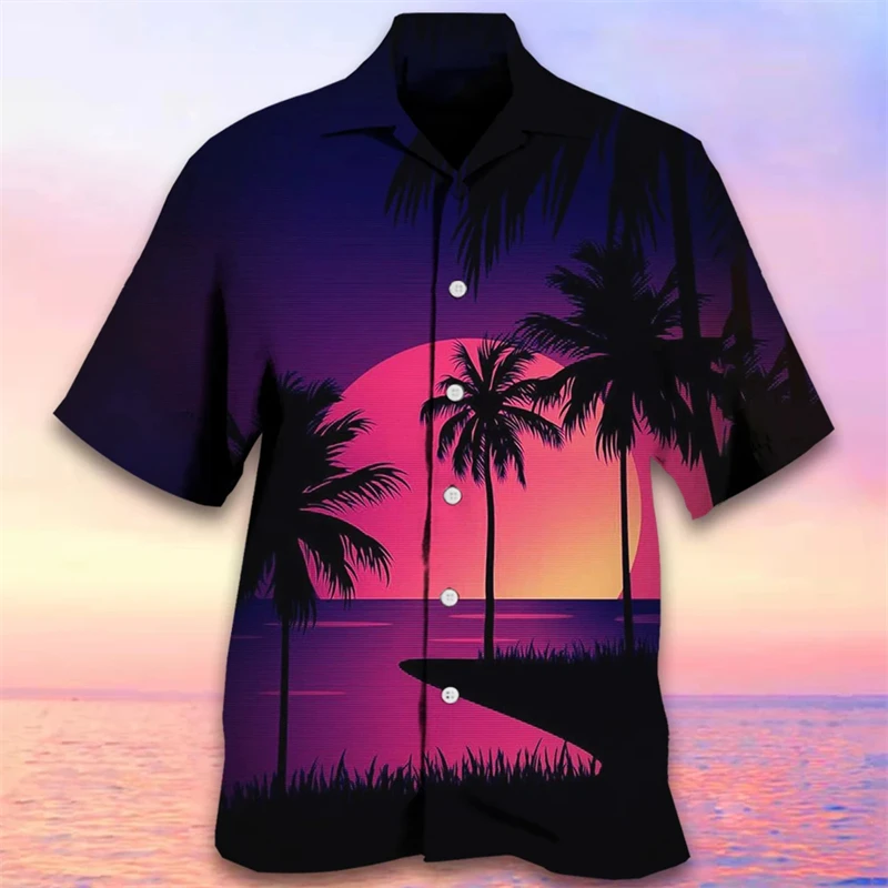 thumbnail image 1 of Camisas hawaianas para hombre, estampado tribal de árbol de coco en 3D, ropa para hombre, ropa deportiva holgada de gran tamaño, camisa de manga corta de diseñador callejero, 1 of 5