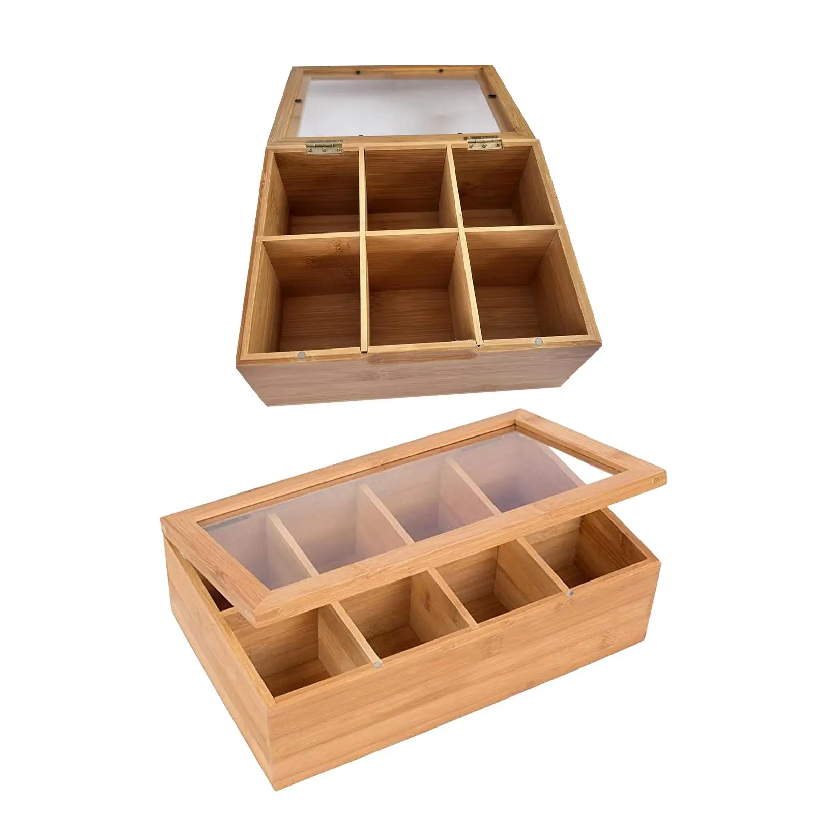 Tea Storage Organizer Multifunctional with Clear Jewelry Box Small Wooden Box for Home Cabinet Countertop Drawer Decor