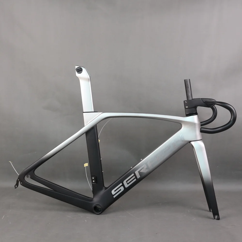 

Seraph Brand V Brake Aero Road Bike Frame TT-X35 Separate Stem Handlebar Electroplating Silver Gradient Design