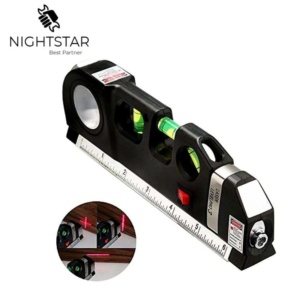 Livello Laser Horizon Misura Verticale 8Ft Allineatore Righelli Standard E Metrici Livello Di Misura Multiuso Laser Nero