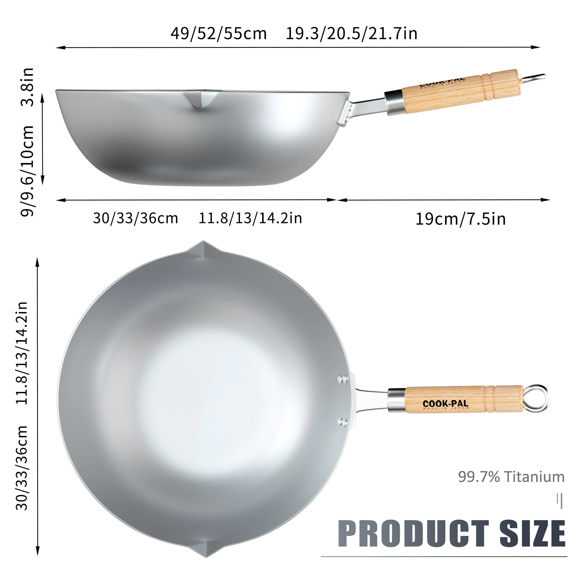 Pure Titanium Frying pan with wooden handle Amazing Lightweight! Made in  Japan