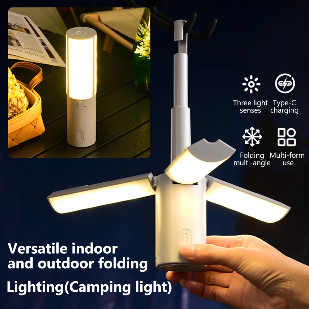 Folding Outdoor Camping Light Portable Rechargeable High Capacity Lighting Student Dormitory Hanging Tent Hanging Light Lantern