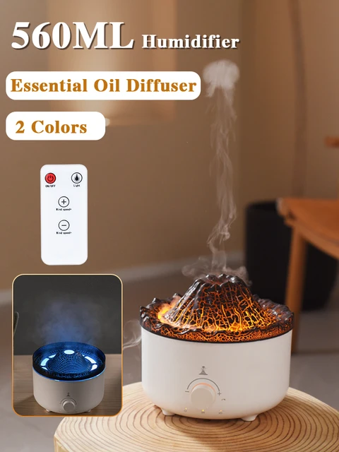 Volcano Fire Flame Air Humidifier Aroma Diffuser Essential Oil with Re –  SpaceTech