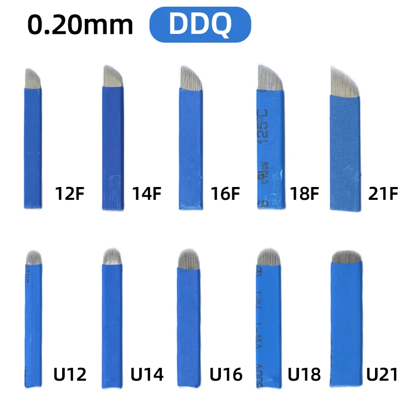 Иглы для микроблейдинга DDQ татуировки лезвие для бровей 12 14 16F 18F U18 пин стерильный полуперманентный макияж губ лезвие для татуировки аксессуары три ряда игл для микроблейдинга губ перманентный макияж лезвие для татуажа бровей для 3d вышивки ручка для татуировки