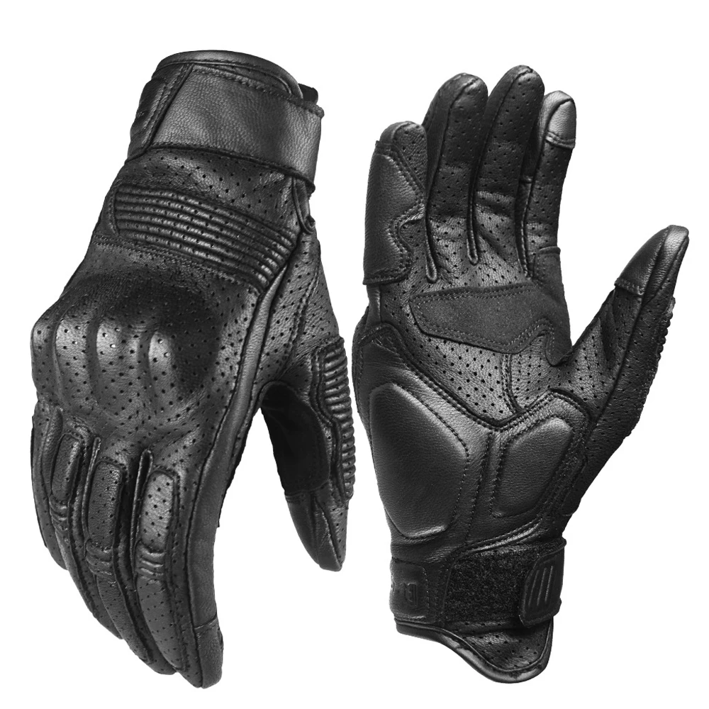 Premium Leather Touchscreen Motorcycle Gloves - Unisex Motocross Riding Gear