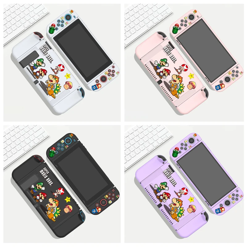 Nuova Custodia Protettiva In Silicone Morbido Super Mario Bros Per Nintendo Switch Ns Oled Cartoon Joy-Con Controller Cover Protettiva