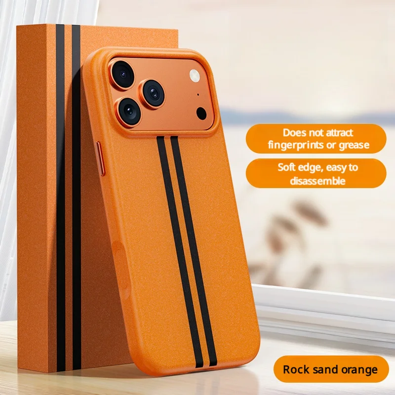 Hybrid Fine Grit Sand Texture Magnetic Phone Case with Soft Silicone Frame and Hard Back Cover