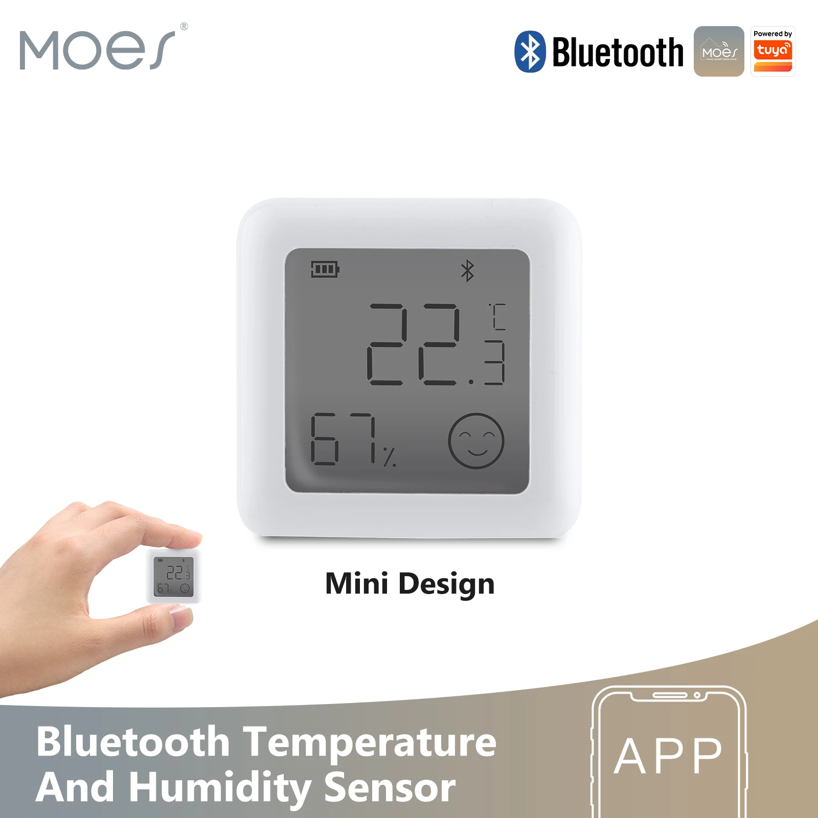 

MOES Tuya Bluetooth Smart Temperature Humidity Sensor LCD Indoor Hygrometer Thermomter APP Remote Control