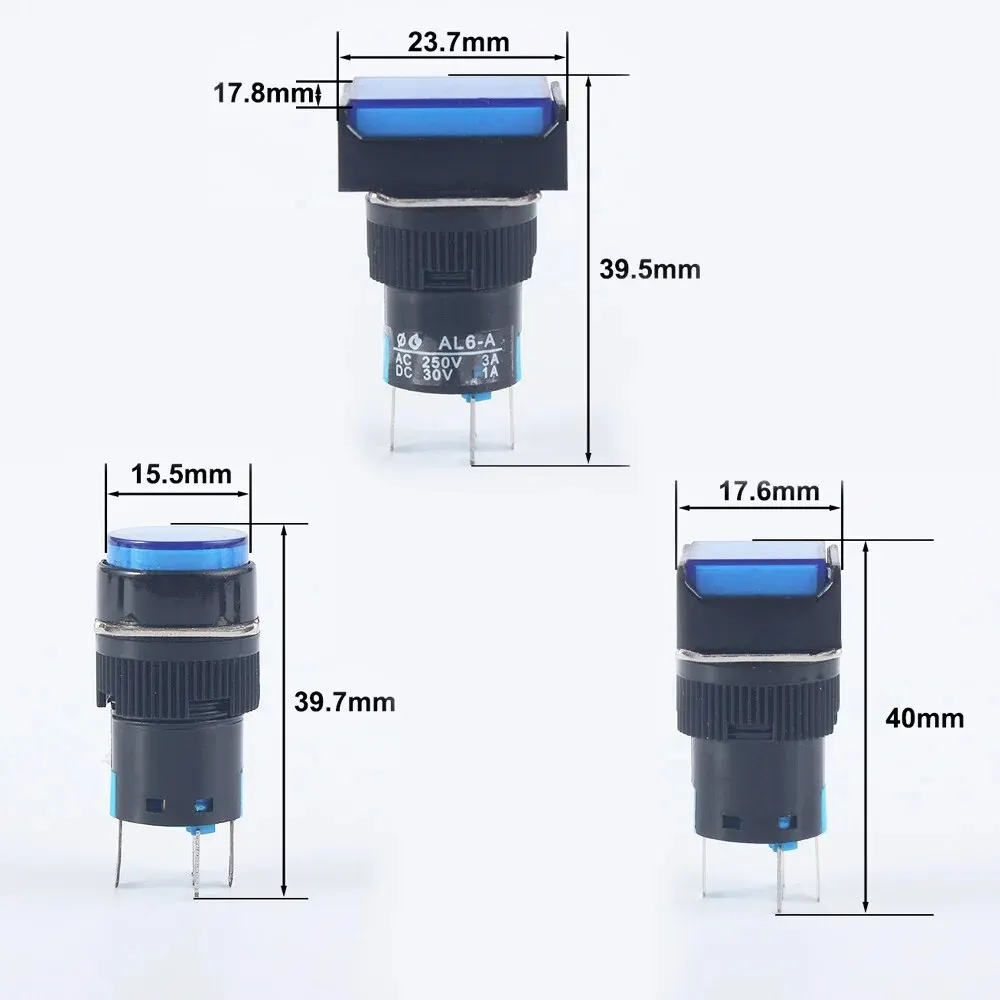 5V 12V 24V 220V 16mm Plastic Momentary LED Illuminuted Maintained Self-locking Push Button Switches Latching Push Button Reset