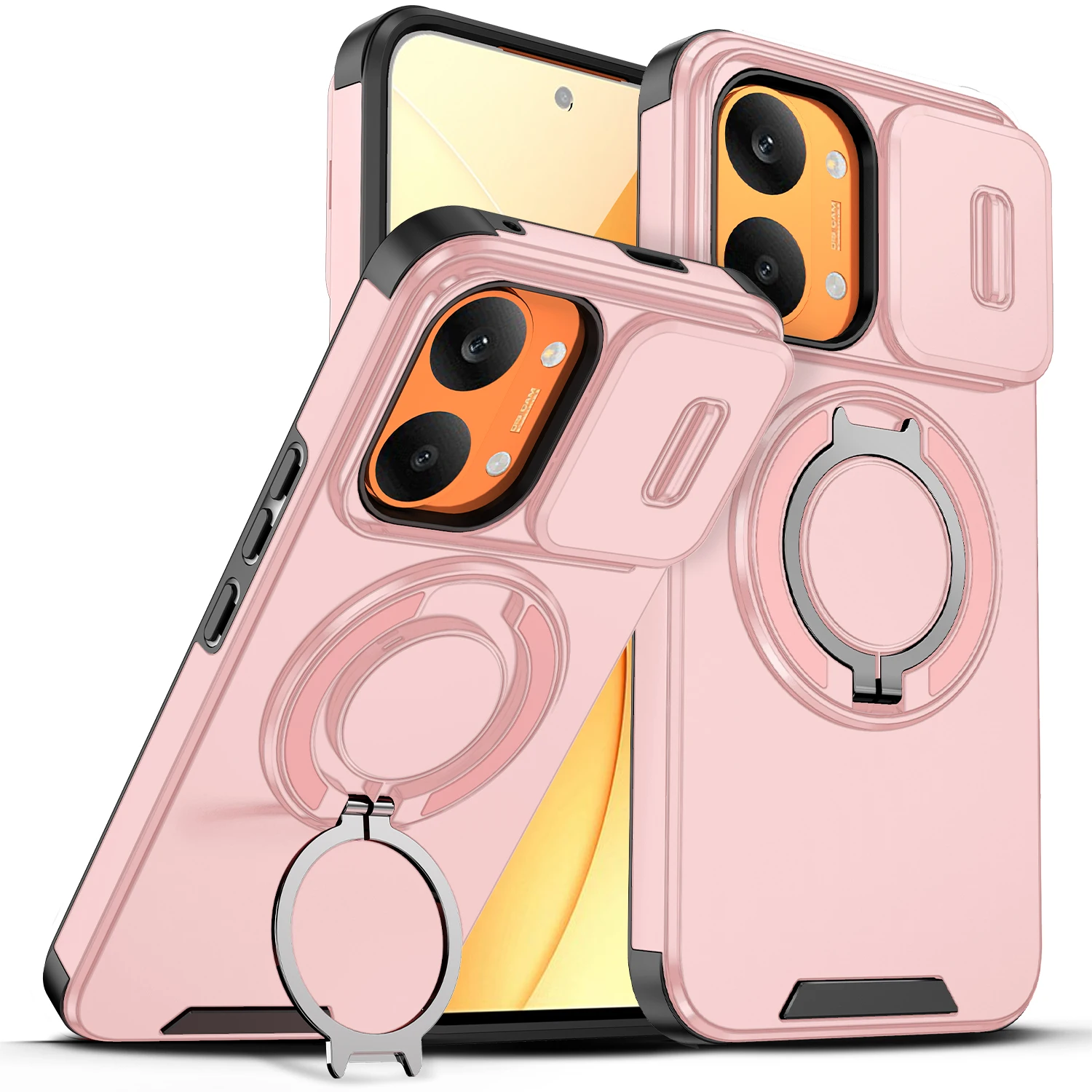 Advanced Protective Armor Case with Slide Camera Lens Cover and Magnetic Ring Holder