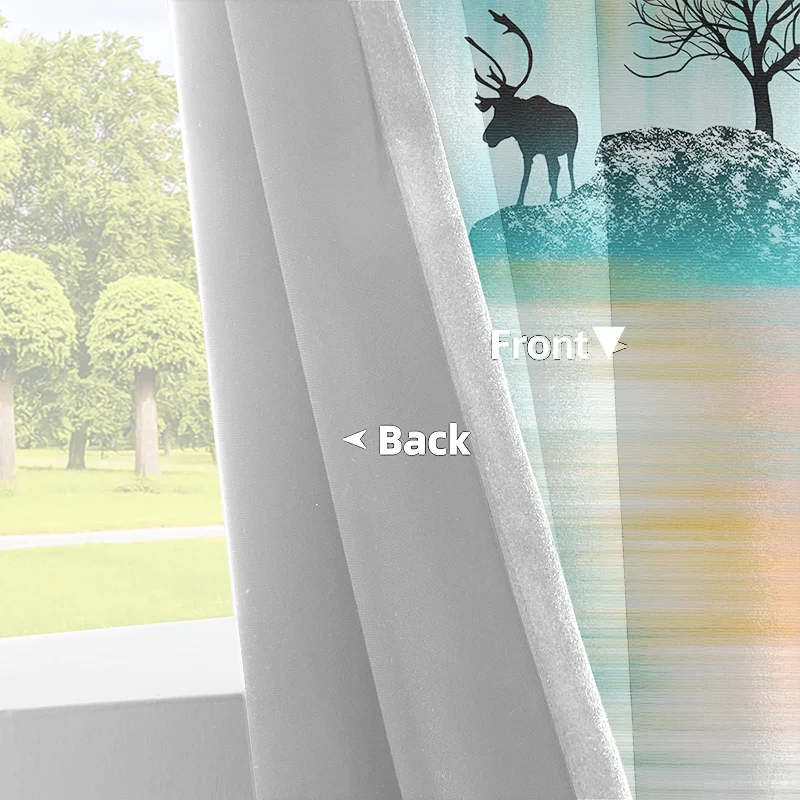Ombre Elk Blackout Curtains Window Curtains For Living Room Bedroom Kitchen Door Doorways Curtain Elegant Boho Home Decoration 6