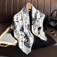 Women Fashion 90*90cm Print Silk Scarf Female Square Scarves Headband Foulard Ribbon Wraps Hairband Neckerchief Shawls Bandanna 5