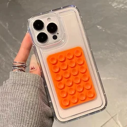 3D Suction Cup Transparent Shockproof Phone Case for 7 Plus 8 Plus (Orange)