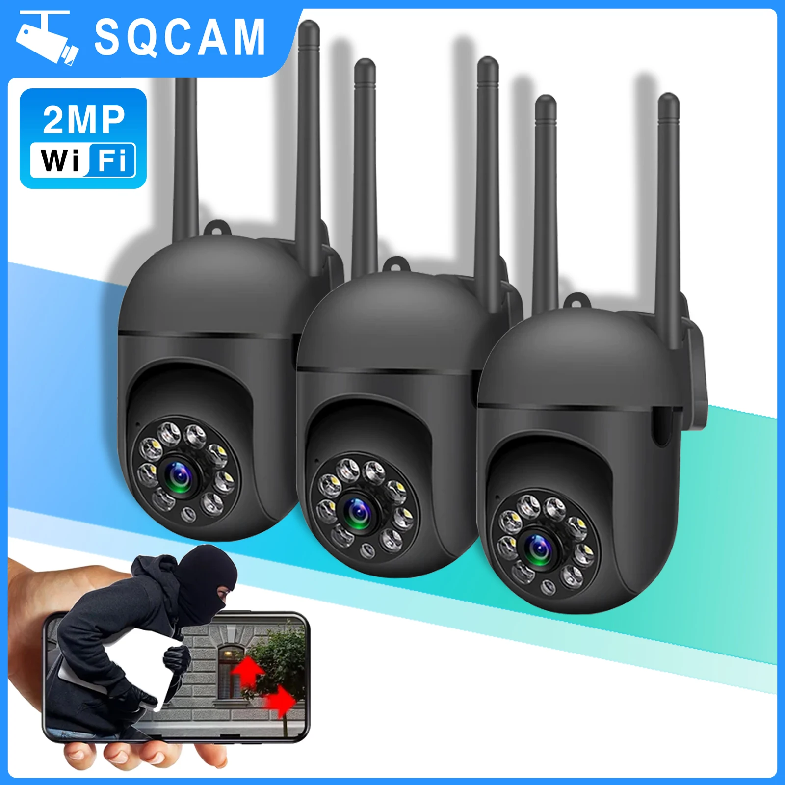 

SQCAM 1080P wifi camera wifi outdoor surveillance camera security protection PTZ self tracking waterproof app remote cameras