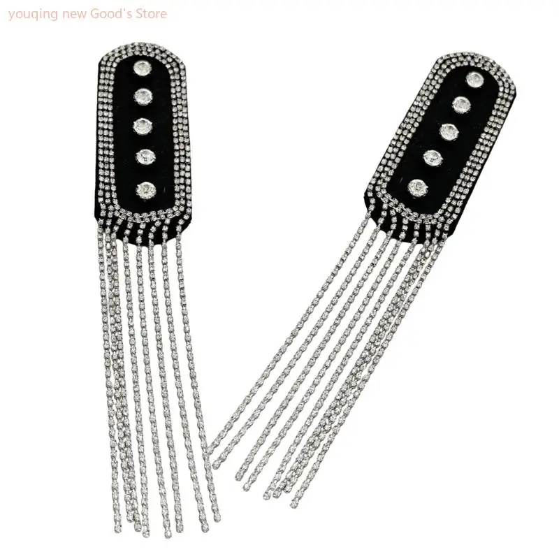 49ME Crystal Chain Shoulder Badges Jackets Epaulets for Formal Event Costume Decors