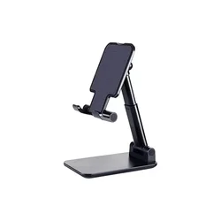 Adjustable & Foldable Cell Phone Desk Stand - Portable Holder with Flexible Angle and Height (Black)