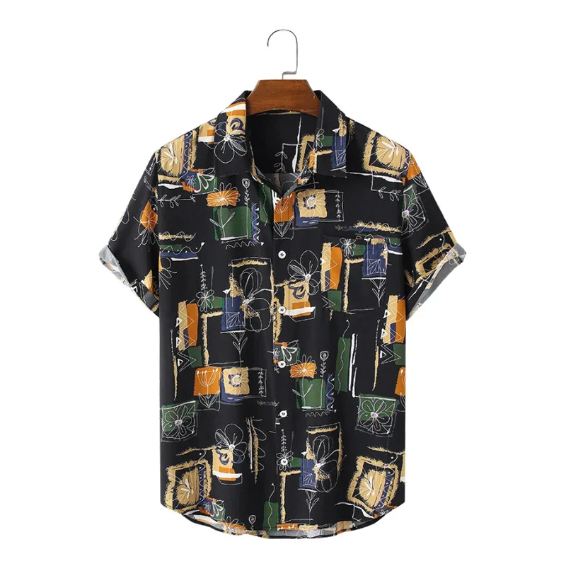 

Shirts for Men Shirt Luxury Men's Clothing Free Shipping Tiki Man T-shirt Beach Fashion Blouses Social T-shirts Hawaiian Cotton