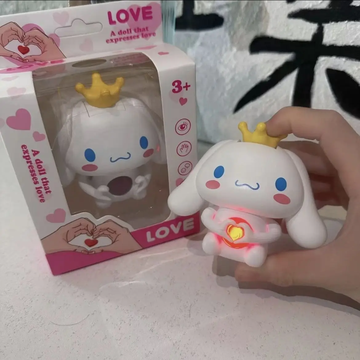 

Sanrio love Cinnamoroll Doll Press Luminous Confession Birthday Gift Couple Decoration Small Toy Anime Kids figure desktop cute
