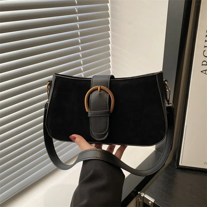 Faux Suede Underarm Bag, Zipper Fastener Fashionable Shoulder Cross Body Bags for Woman Small Square Bag, Suitable Daily Outfit