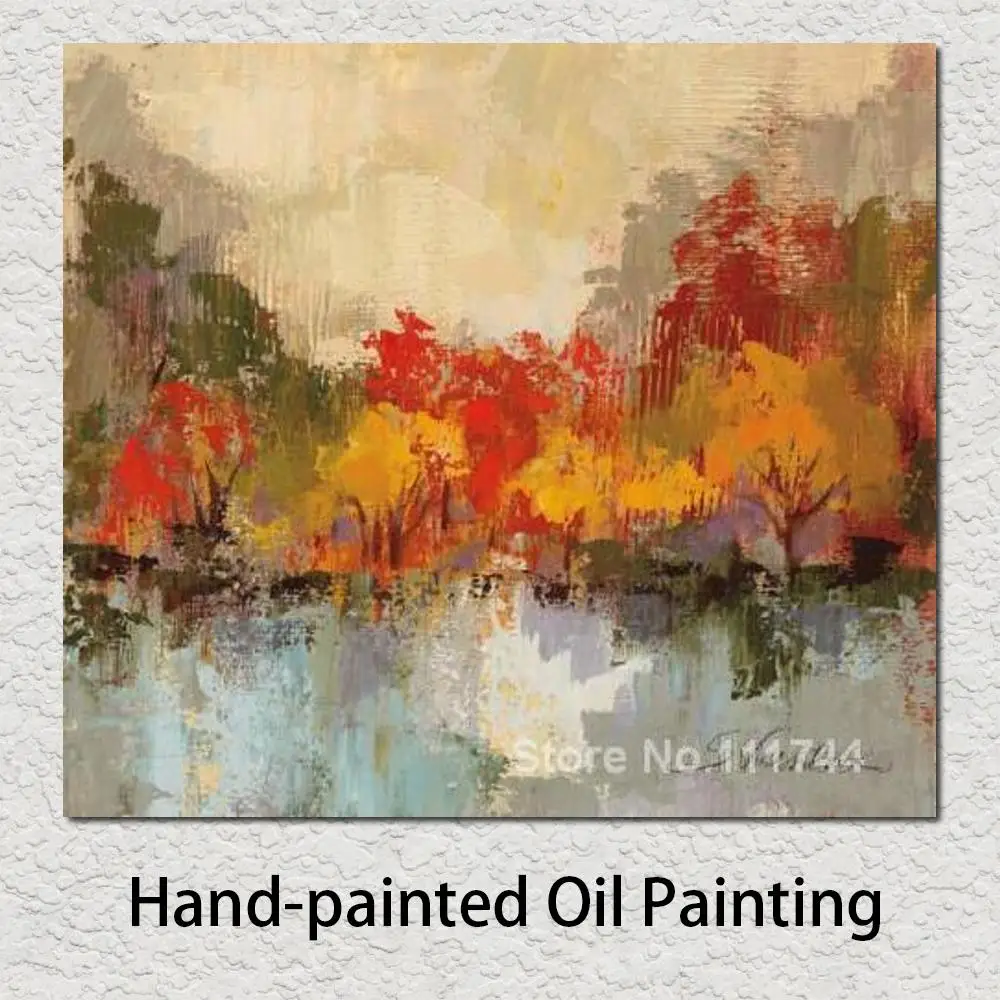 

Abstract Landscape Painting Fall Riverside by Silvia Vassileva Art for Living Room Hand Painted Modern Artwork High Quality