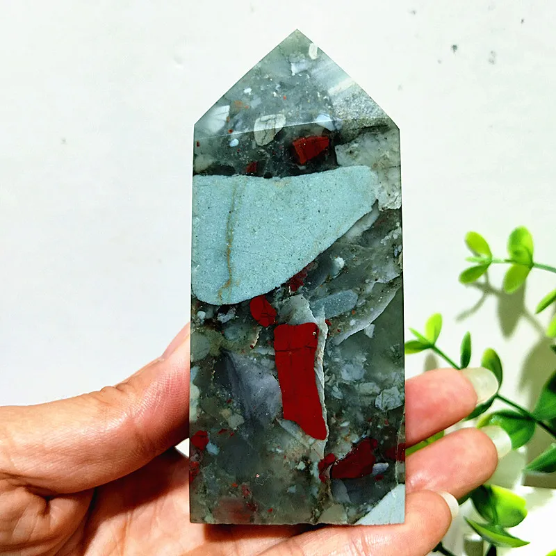 Torre Di Pietra Di Sangue Africana Naturale - Punto Di Cristallo Per Reiki E Decorazione