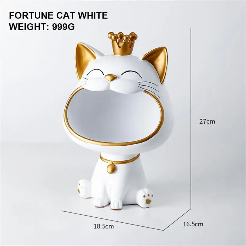 

Lucky Cat Statue Sculpture Table Decoration Miniature Figurine Sundries Storage Box Modern Living Room Desk Home Decor New