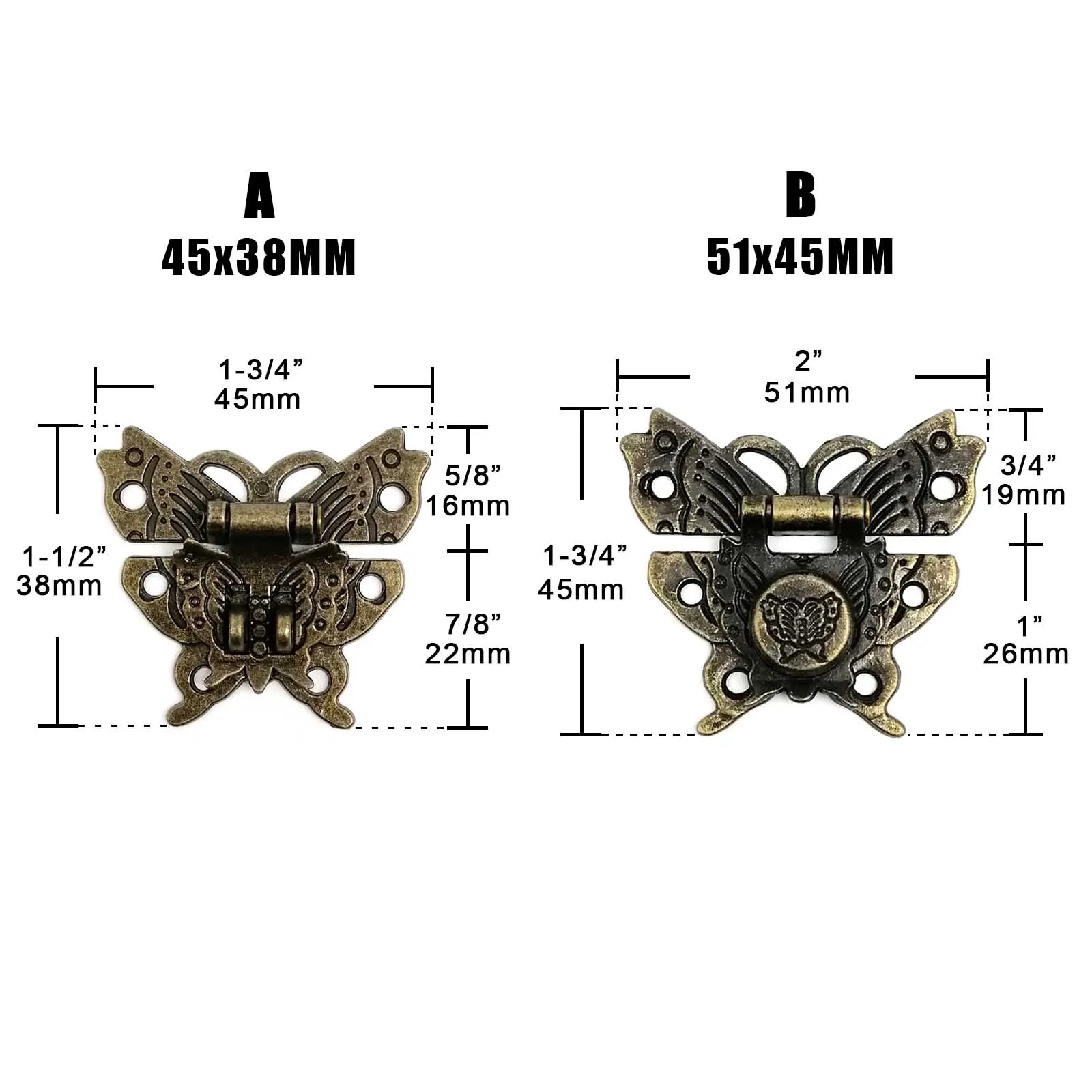 Vintage Brass Decorative Butterfly Hasp Lock