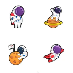Astronaut Badge PVC Shoe Charm - Fun Decorative Accessory (Transparent)