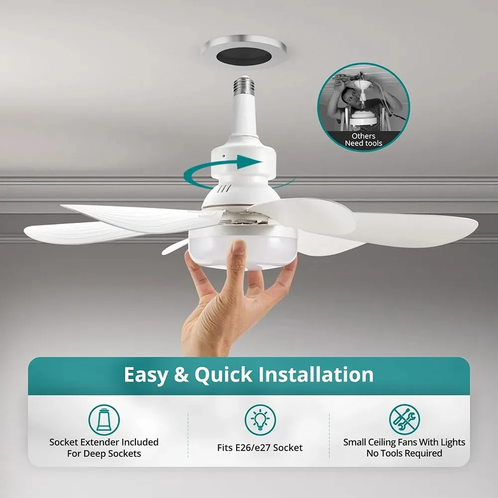 Ceiling Fan with Remote and Dimmable Light for Home