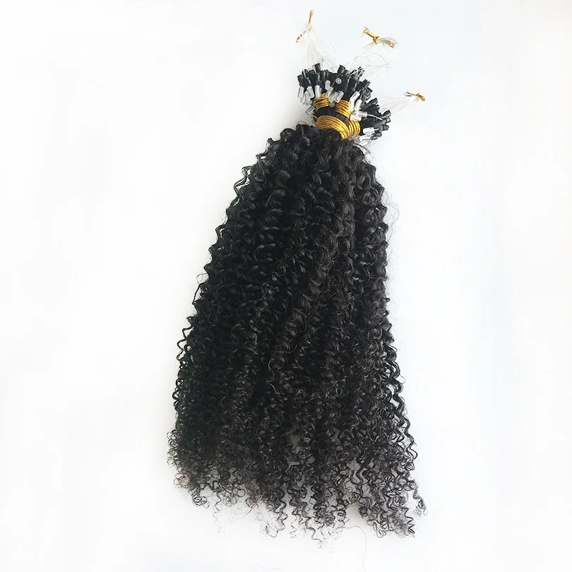 Micro Loops Hair Extensions Malaysian Kinky Curly Micro links Human Hair Extensions Rings 100 Strands 1g/s