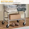 Yaheetech Wire Commercial Rolling Laundry Cart Laundry Basket with Garment Rack Laundry Butler with Basket Laundry Hampe 6
