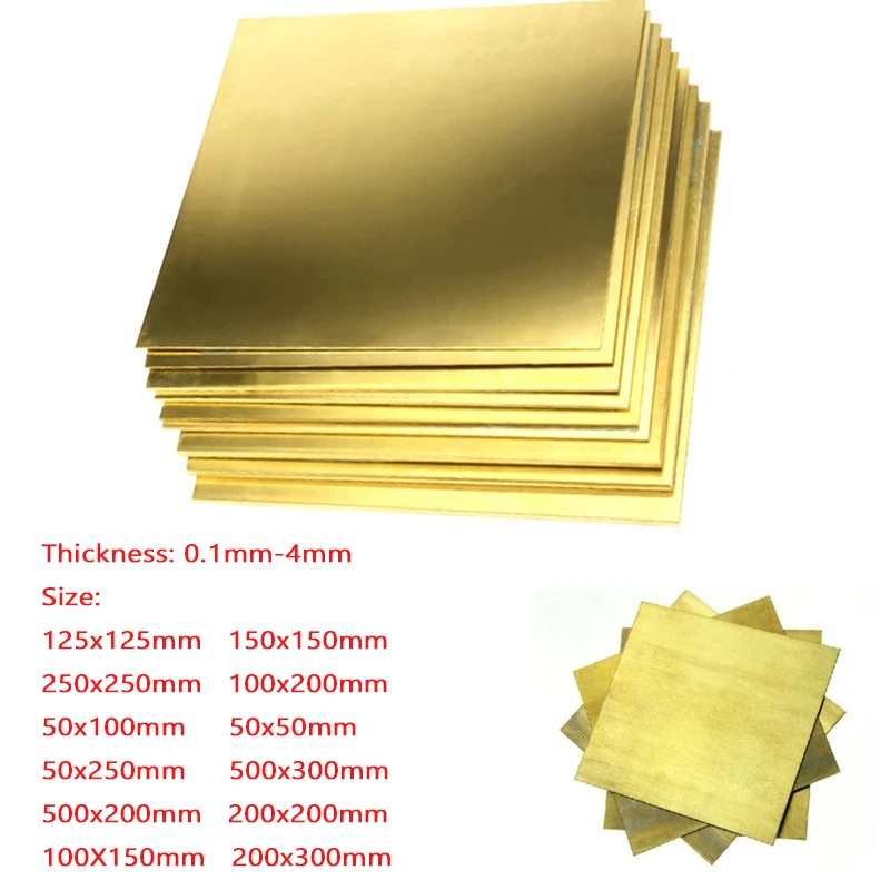 1pcs Thickness 0.1/0.5/0.8/1/2/3/4/5/6/8mm Brass Plate Customized Size