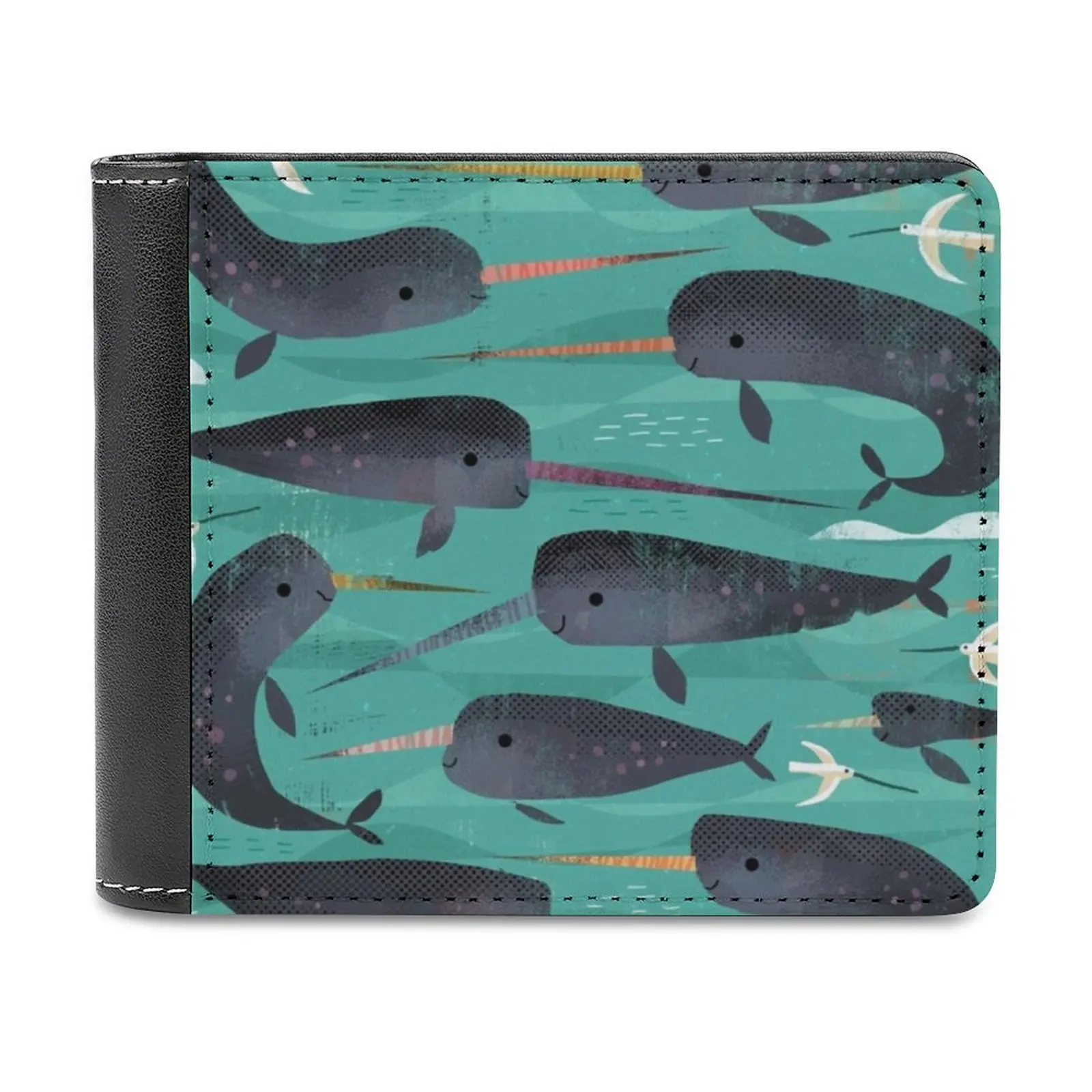 

Модный кошелек Narwhals And Narbirds для кредитных карт, кожаные кошельки, персонализированные кошельки для мужчин и женщин, Гарет Лукас, Narwhal