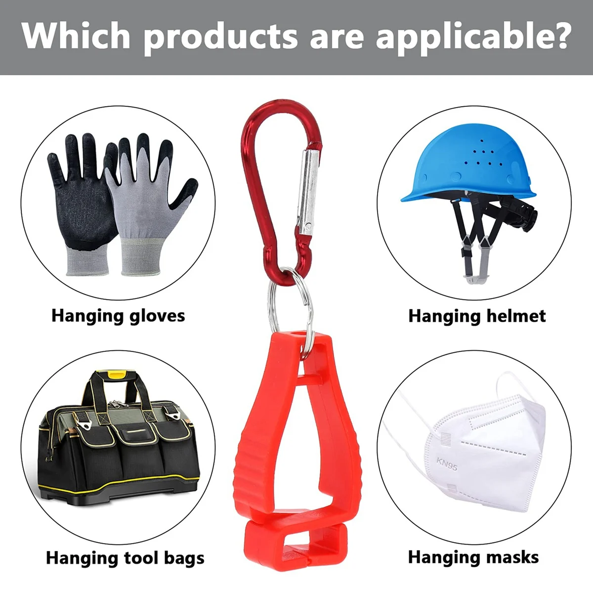 6Pcs Glove Clips for Work Glove Holders Belt Clip with Metal Carabiners for Construction Worker Guard Labor