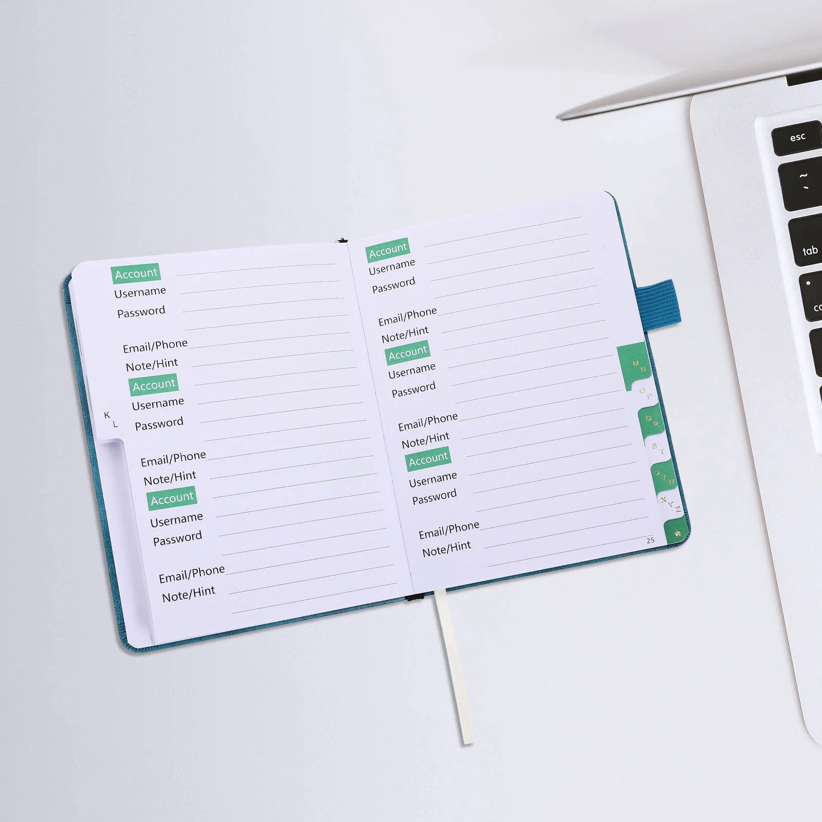 Password Book Address Phone Imitation Index Page with Pen Insert Strap (sky Blue ) Telephone Small Mini Notebook