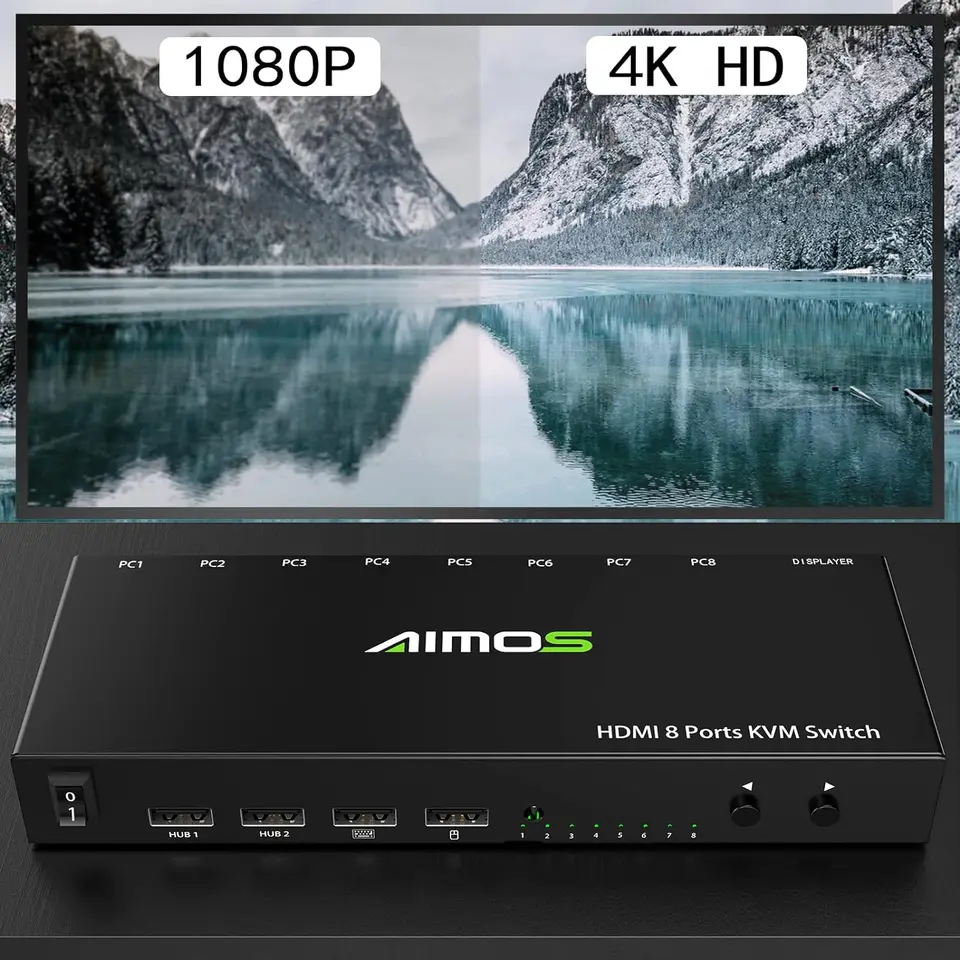 AIMOS-HDMI kvmスイッチ,8 in 1,ラップトップ用スイッチャー,pc,ps4
