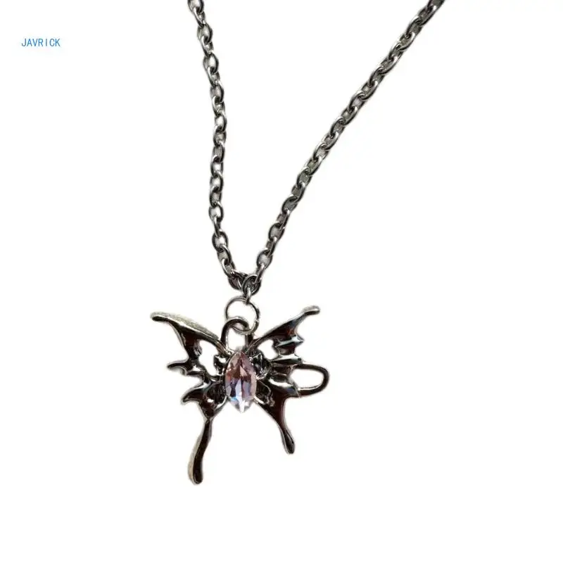 

Crystal Butterfly Aesthetic Necklace Fashion Simple Clavicle Chain Women Girls