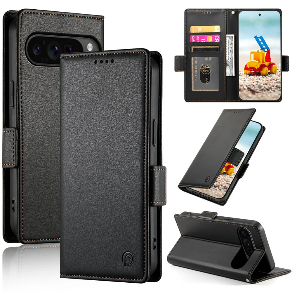 Luxury Leather Flip Wallet Case - Pixel Pro Series 5G
