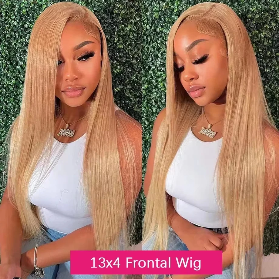 36 Inch 250% Density 27# Honey Blonde Highlight Bone Straight Human Hair Wigs 13x6 Ultra-Thin HD Lace Frontal Bleached Knots 5