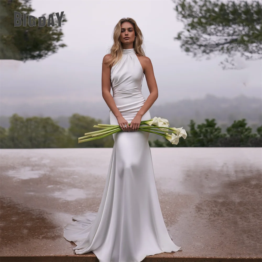 BIGDAY Sexy High Halter Mermaid Wedding Dresses Women 2025 Pleat Backless Sleeveless Bridal Gown Vestidos De Noiva Customized 8 S940f4374d55f4d099a7eef8f2f210941D