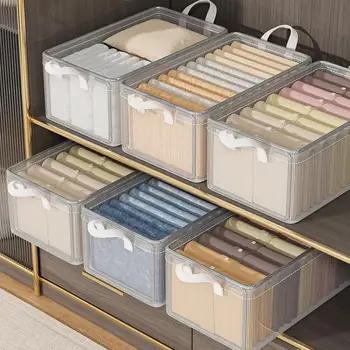 Organizzatore per armadio impilabile con manico Scatola portaoggetti in tessuto su cestini con struttura in acciaio Contenitori per l'organizzazione domestica 1