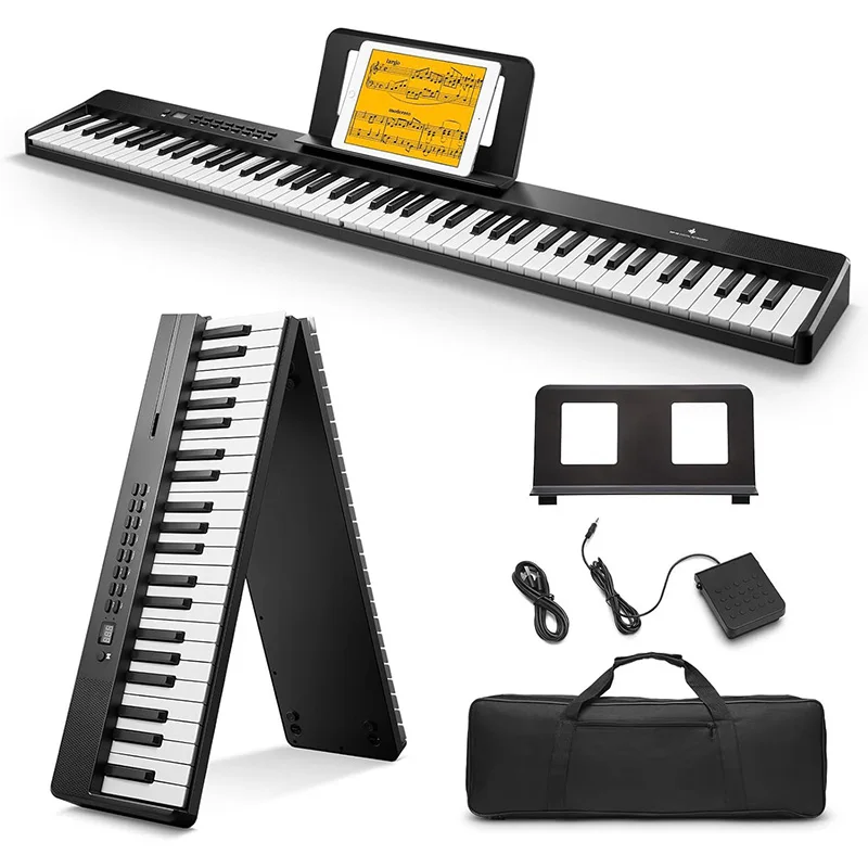 88 Key Foldable Electronic Piano Portable MIDI Keyboard Music For Practice Beginners With USB Bluetooth 128 Timbres Synthesizer