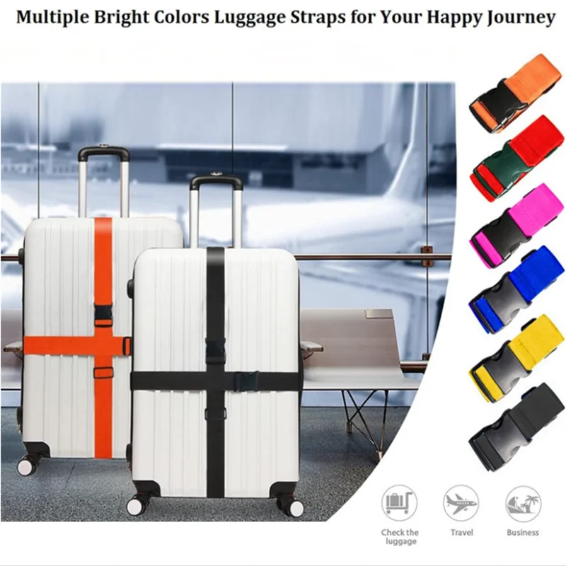 Luggage Strap Straight Shaped Luggage Straps for Suitcase Polyester Luggage Belt with Adjustable Release Buckle Travel Accessory