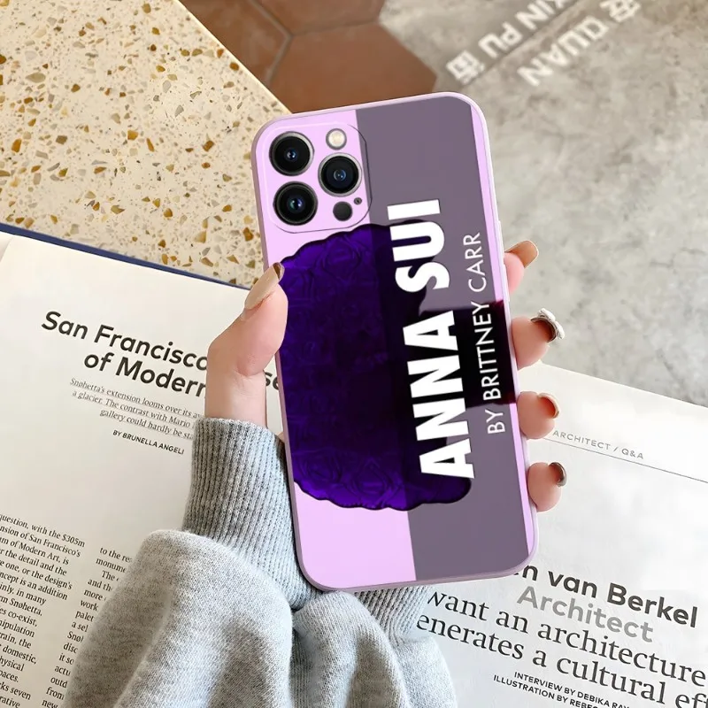 Custodia Per Telefono Anna Sui Di Marca Viola Color Caramella Per Iphone 14 12 13 11 Pro Max Mini X Xr Xs Max 7 8 Plus Cover Morbida In Silicone