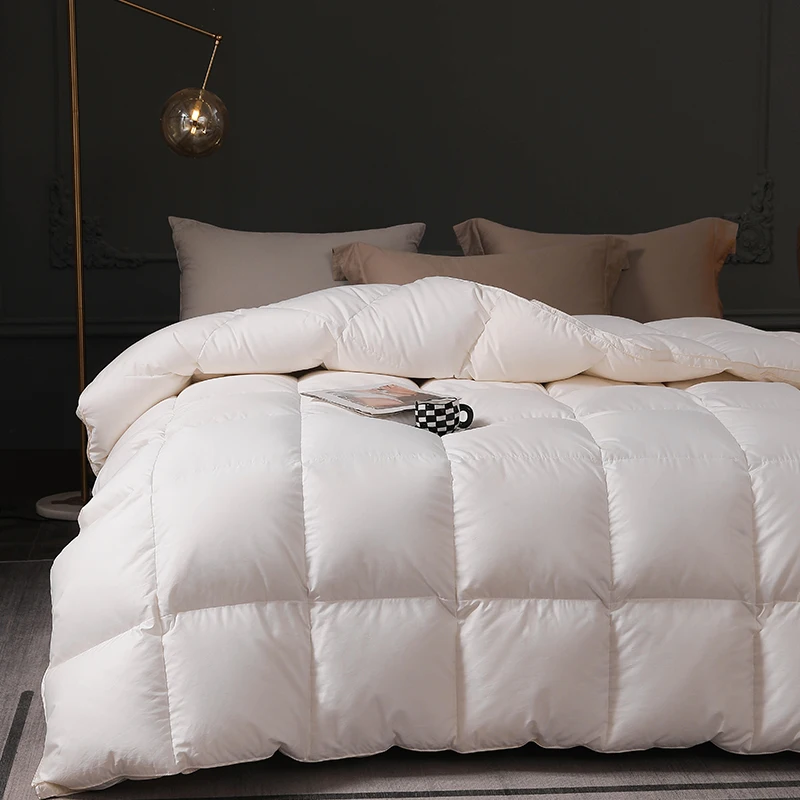 Толстое теплое одеяло, стеганые пододеяльники для зимней кровати, пододеяльник для 2 человек, Высококачественный чистый белый гусиный пух класса 95% 5A