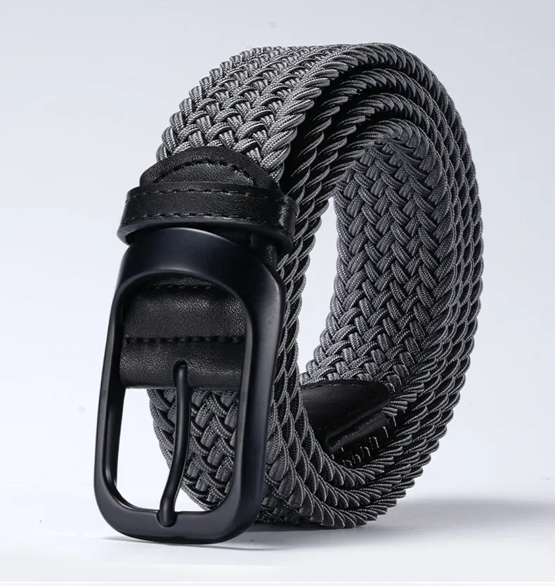 Brand Designer 3.4cm Man Belts Luxury Designer Canvas Nylon Elastic Belt Man Stretchable Casual Pin Buckle Belt for Jeans Pants